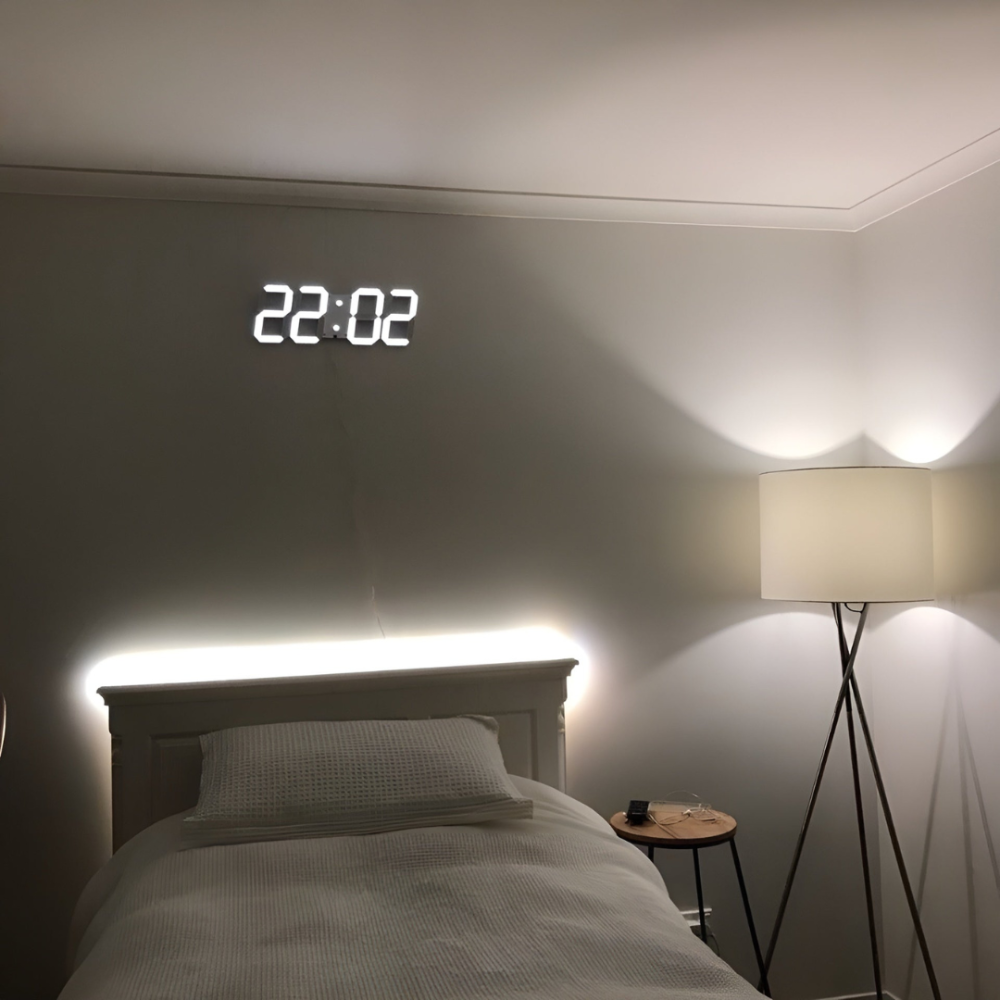 Modern 3D LED Nightlight Wall Clock - Pexav