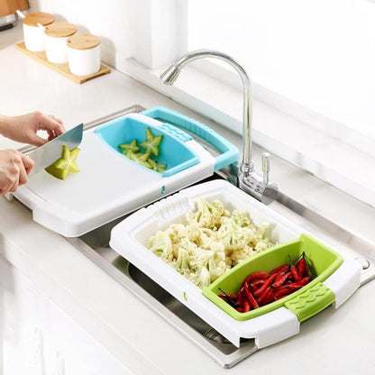 Space Saving Kitchen Cutting Board with Built-in Tray - Pexav
