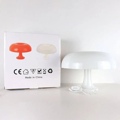 Rustic Wooden Mushroom Table Lamp