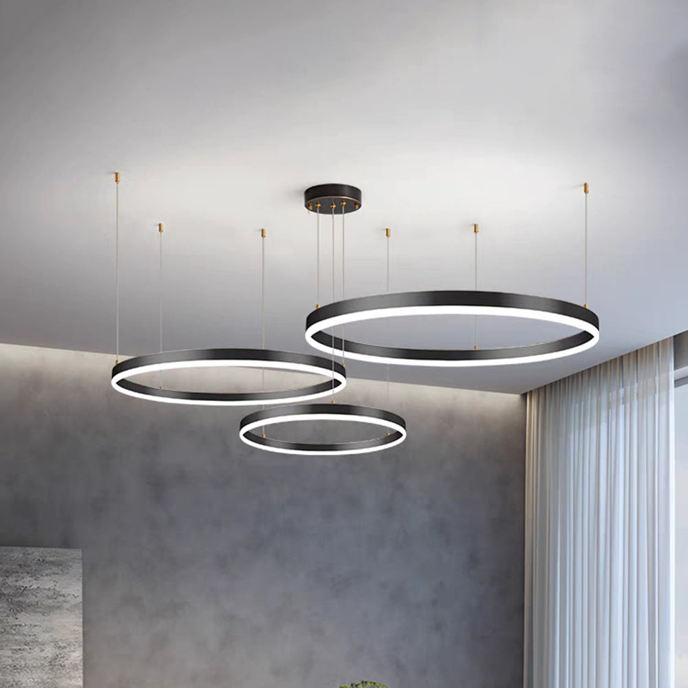 Stylish Pendant Light Circle Metal Black Gold Brown