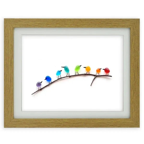Colorful Glass Bird Figurine Wall Art