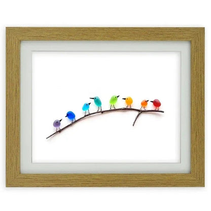 Colorful Glass Bird Figurine Wall Art