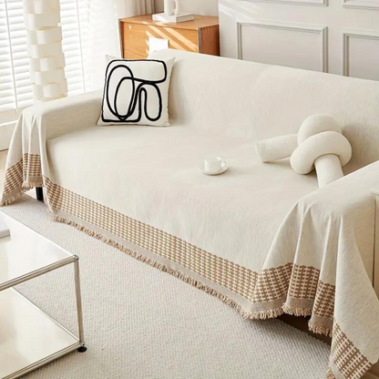 Colorful Sofa Throw Blanket with Fringe Trim - Pexav