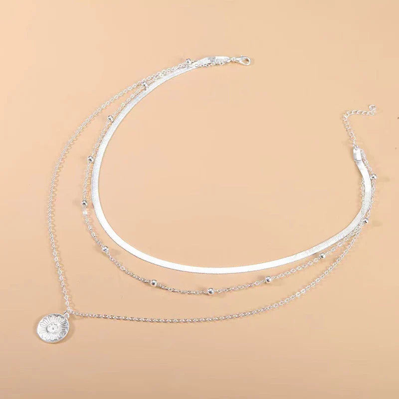 Three Tier Sterling Silver Chain Necklace