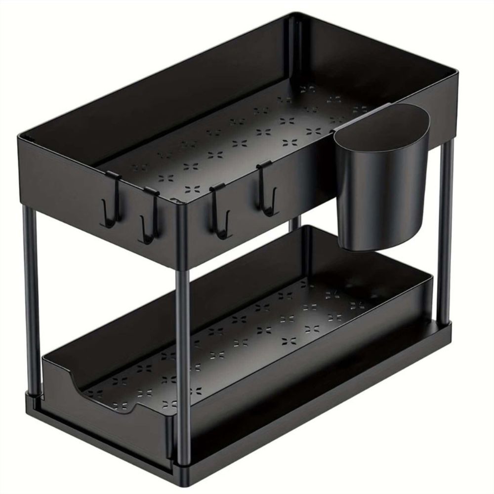 Space Saving 2 Level Slide Out Shelf Storage Rack