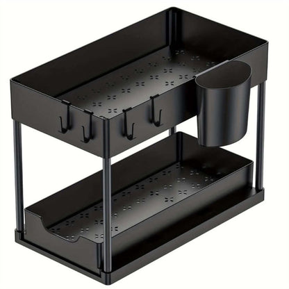 Space Saving 2 Level Slide Out Shelf Storage Rack