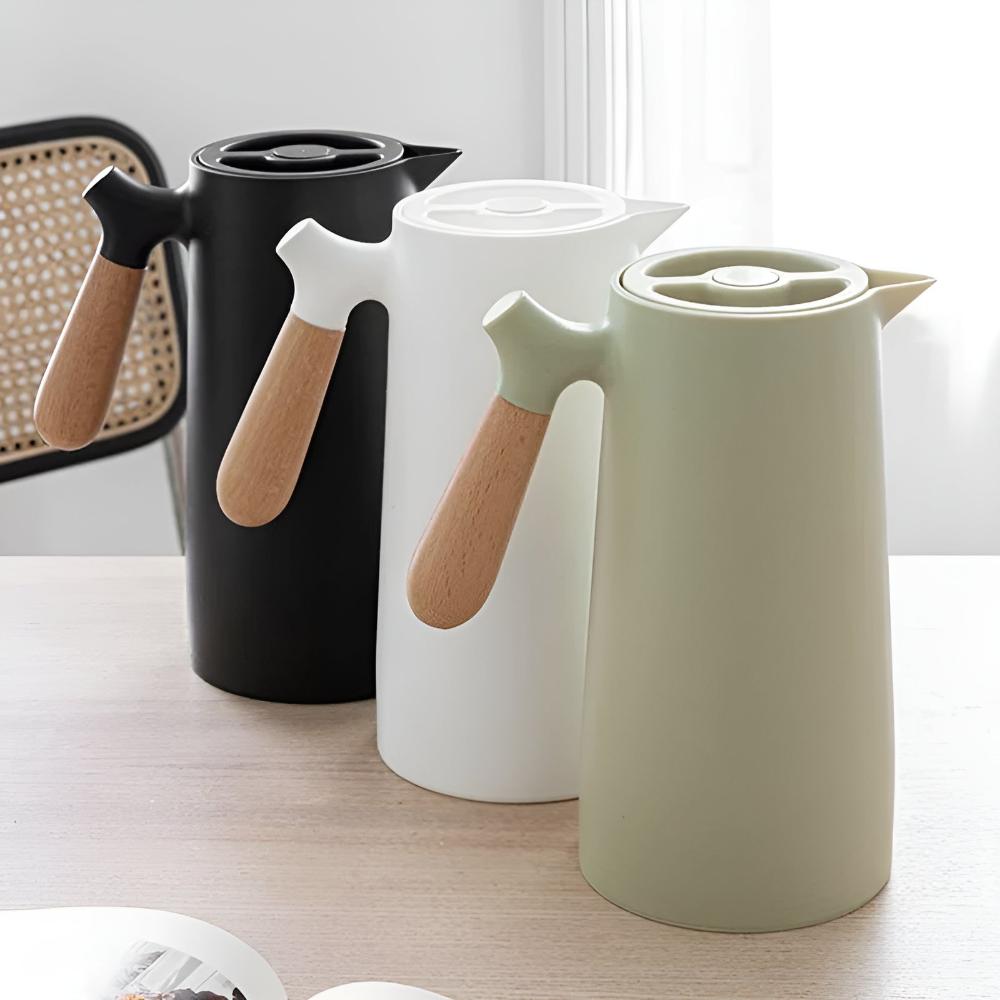 Thermal Coffee Carafe - Stainless Steel Wood Grip