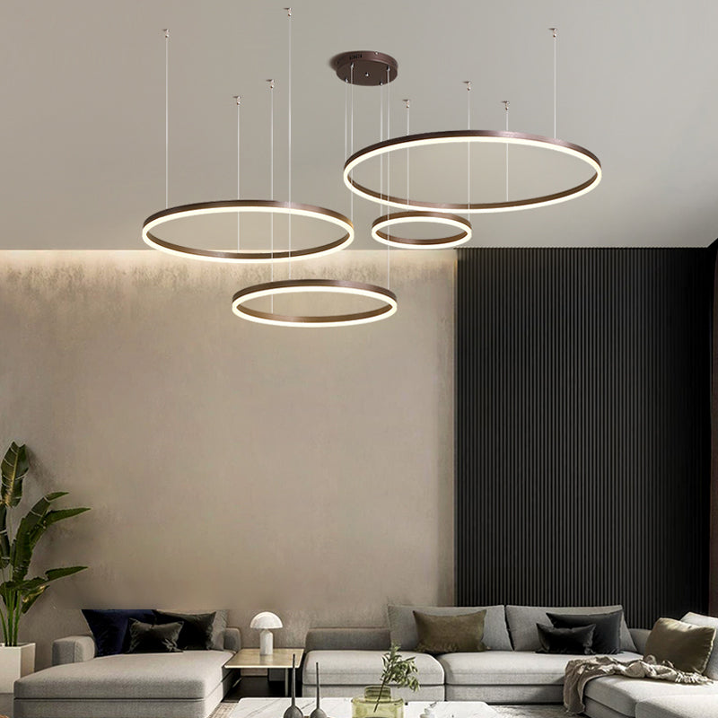 Stylish Pendant Light Circle Metal Black Gold Brown