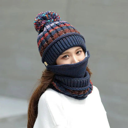 Soft Woolen Hat and Scarf Set with Fleece Lining - Pexav
