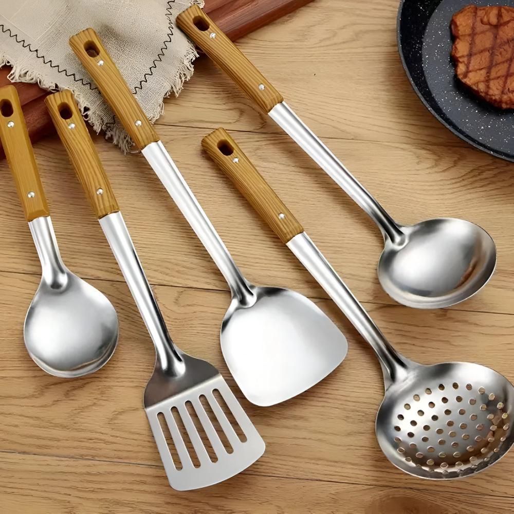 Premium Kitchen Utensil Set with Wooden Handle