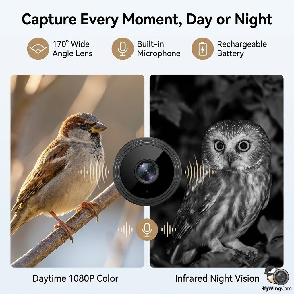 Wireless Outdoor Bird Feeder Camera 1080P HD