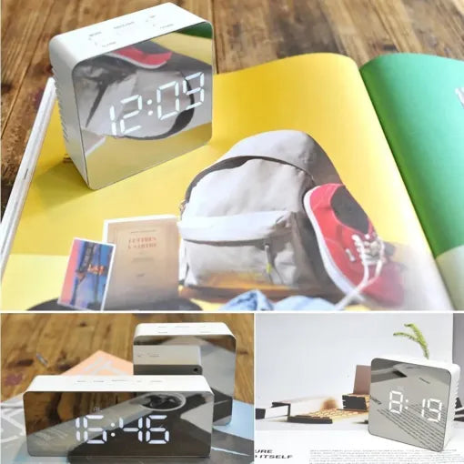 LED Smart Clock Mirror Night Light Table Lamp