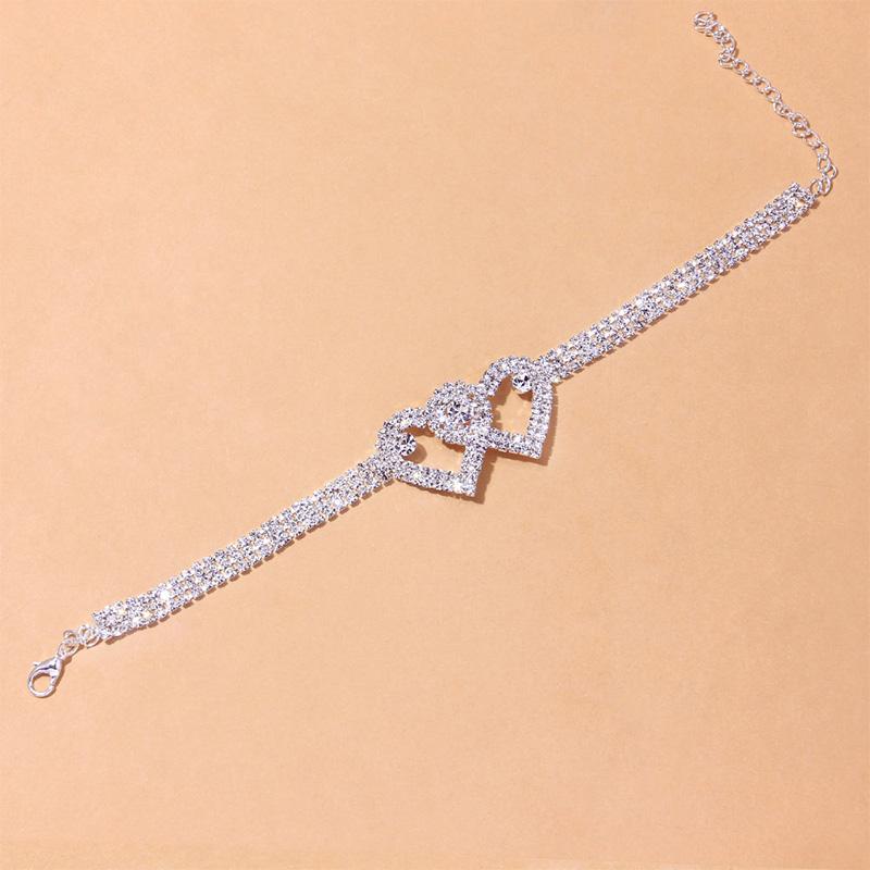 Sparkly Heart Charm Ankle Bracelet