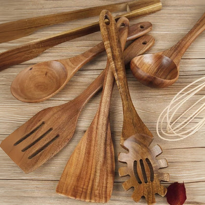 Premium Teak Wood Kitchen Utensil Set 7 Piece