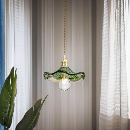 Glarefusion Vintage Glass Hibiscus Flower Pendant Light