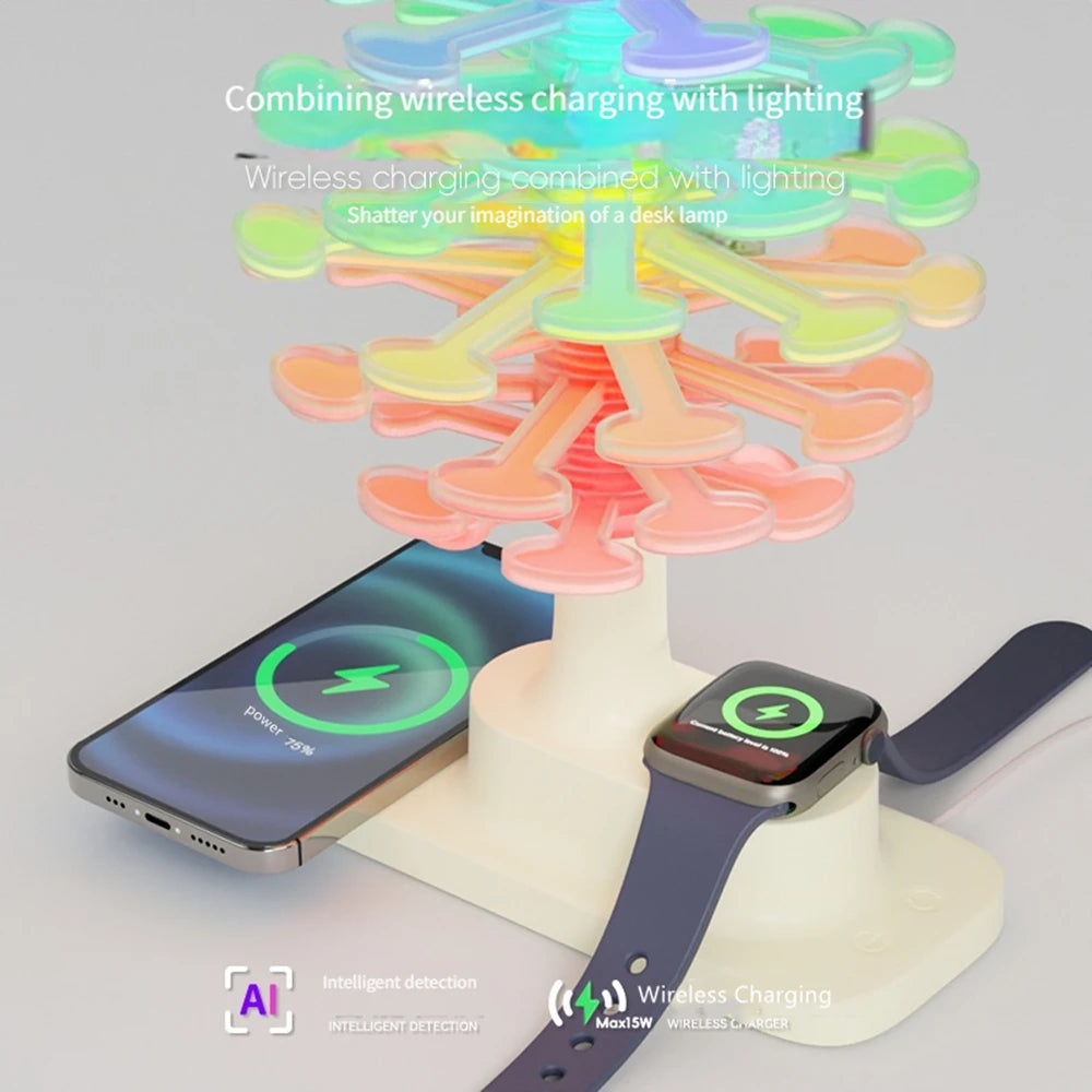 Modern Tree Desk Lamp with Built-in Wireless Charger