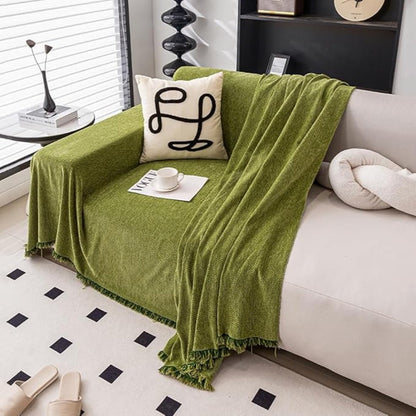 Simple Sofa Slipcover with Fringe Trim