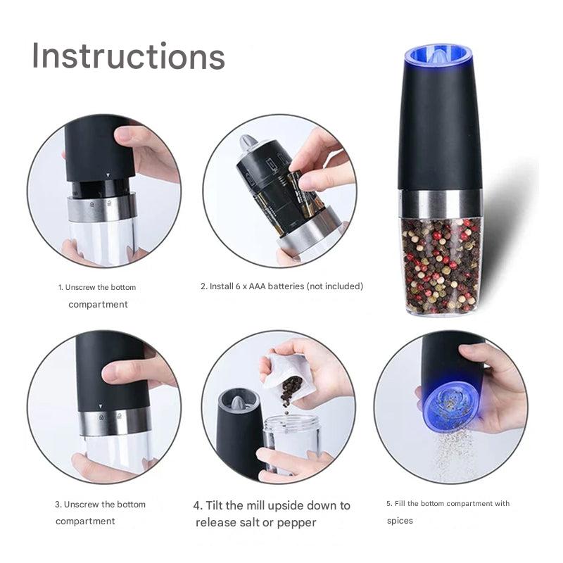 Automatic Battery Powered Pepper Grinder with LED Light