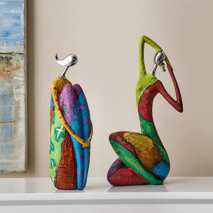 Vibrant Artistic Resin Decorative Figurine Set