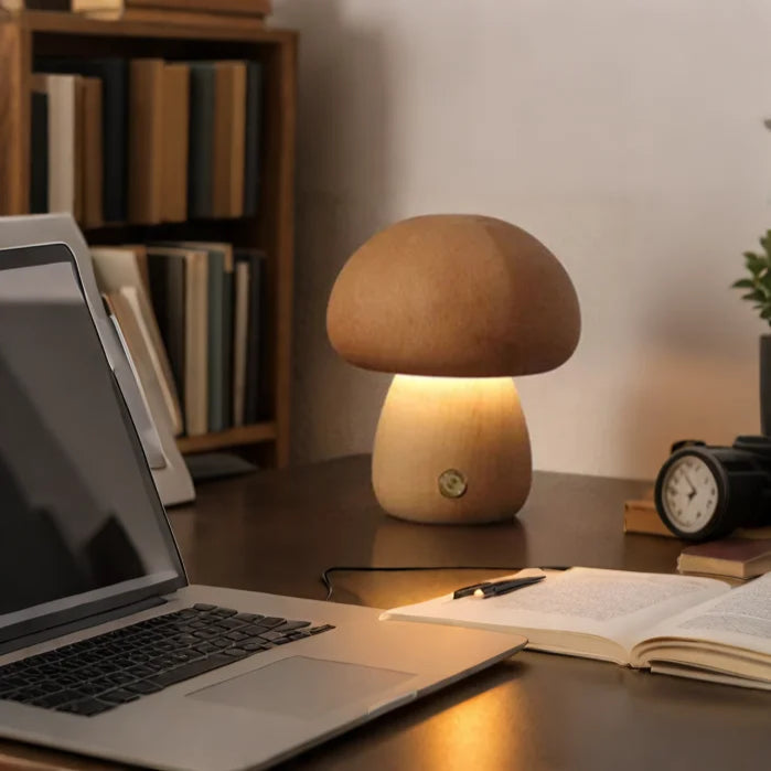 Rustic Woodland Fun Mushroom Table Lamp - Pexav