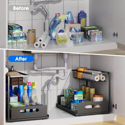 Space Saving Double Tier Under Sink Storage