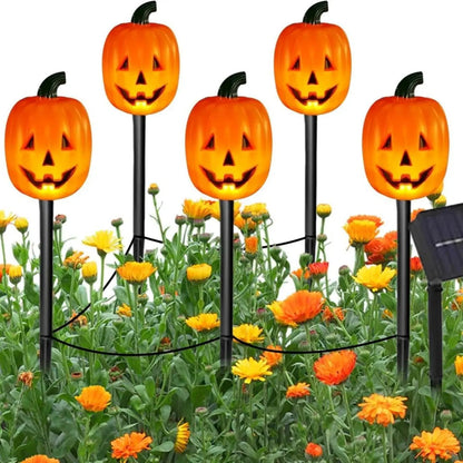 Spooky Solar Pumpkin and Ghost Yard Decor Set