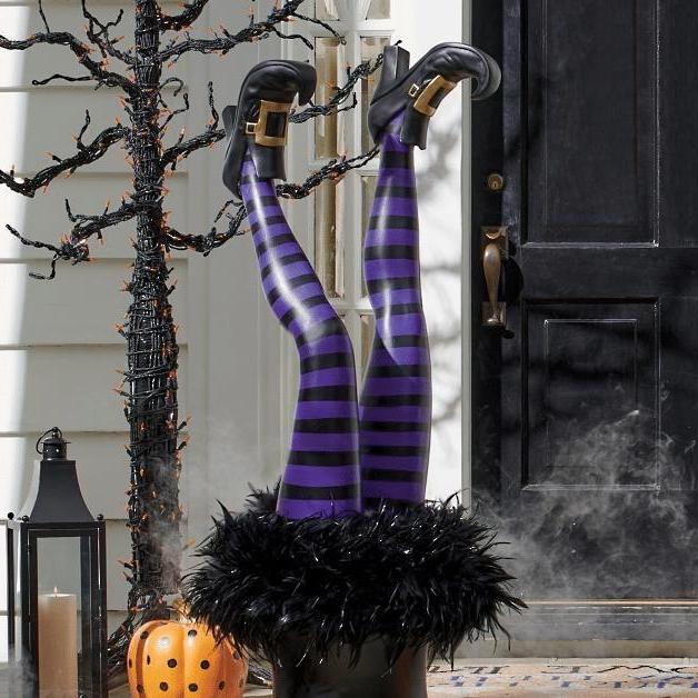 Spooky Witch Legs Garden Halloween Decor, 2 Piece Set
