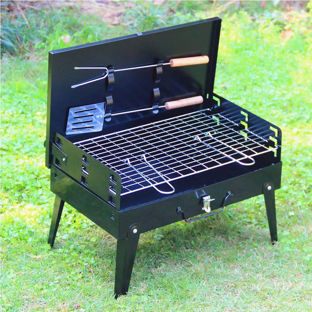 Compact Portable Camping Charcoal BBQ Grill Set - Pexav