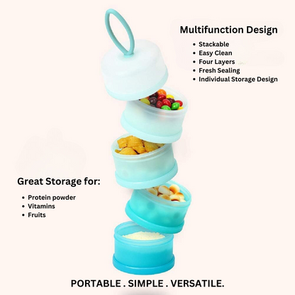 4-Compartment Stackable Portion Control Containers-Blue-Nora Luxe