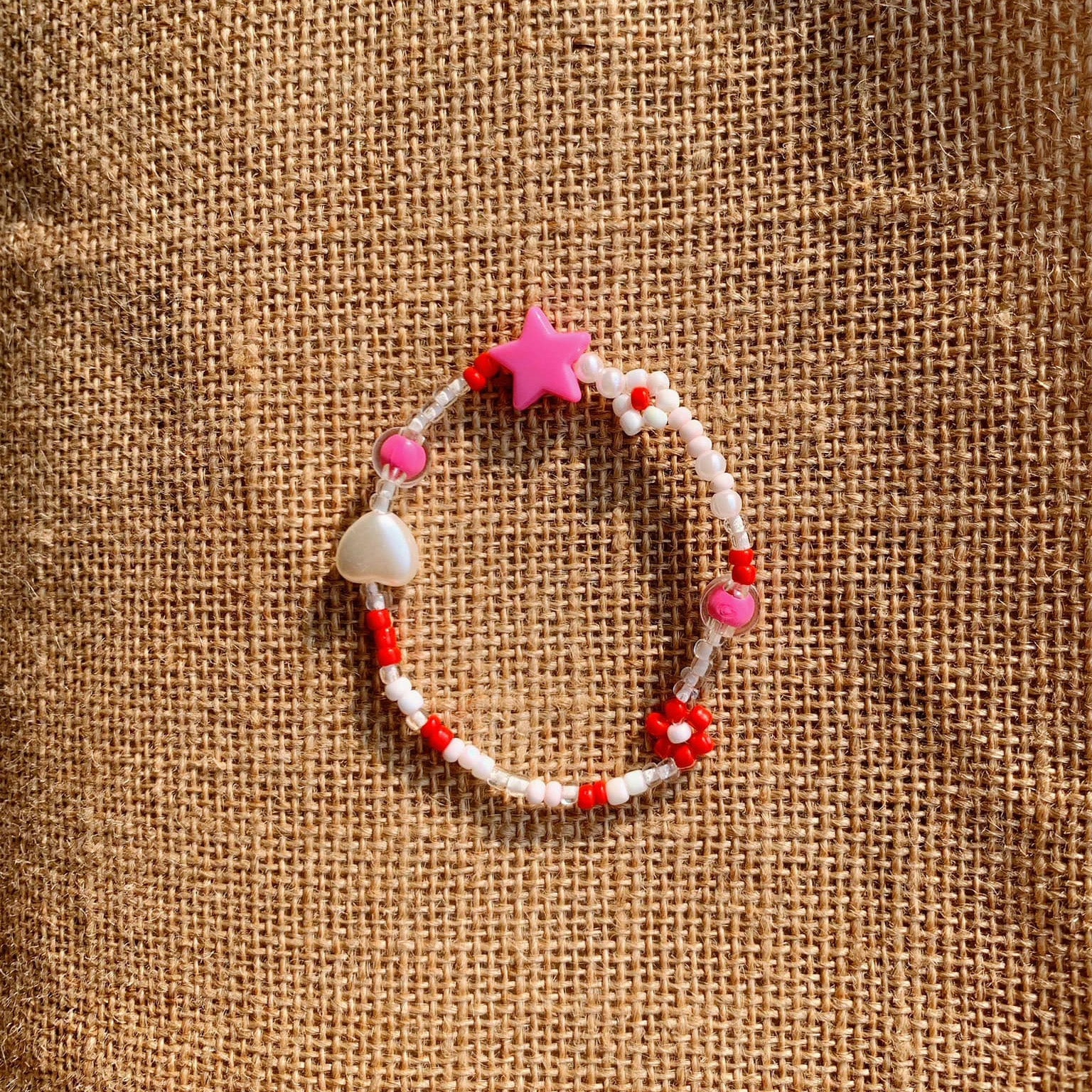 Sparkly Heart Star Charm Bracelet - Pexav