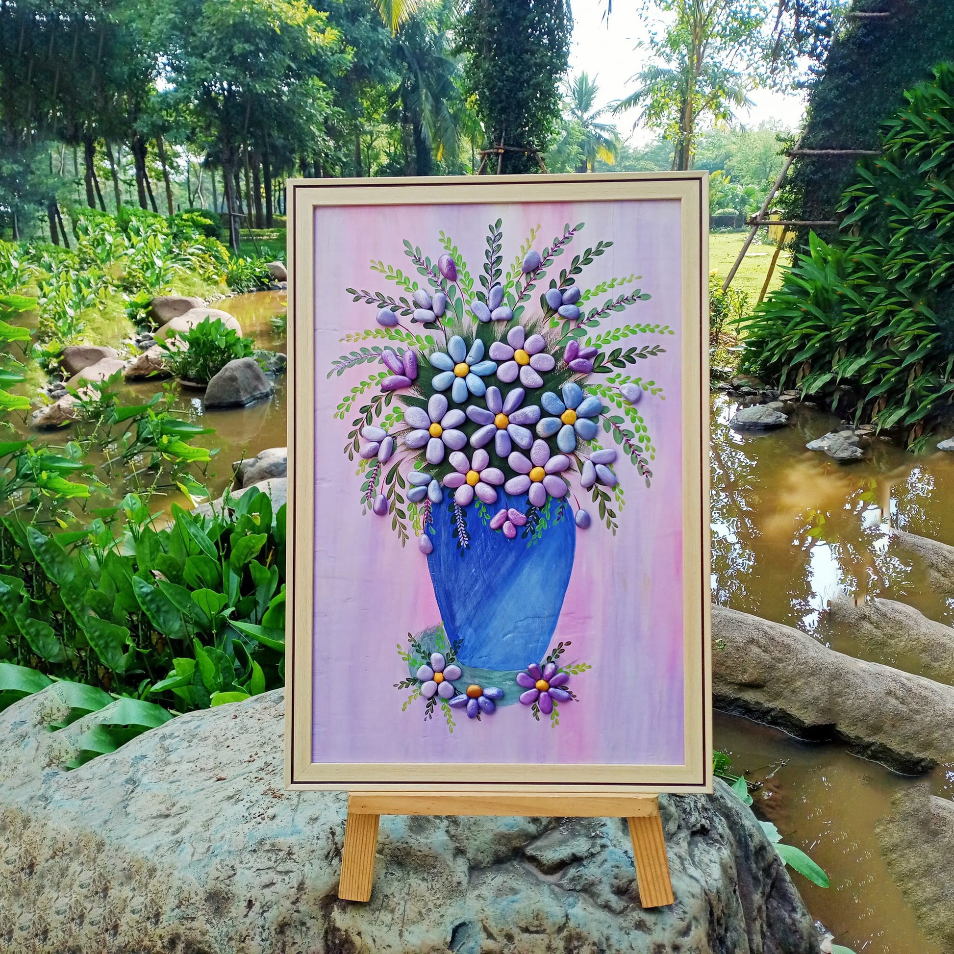 Colorful Stone Art Flower Vase Picture - Pexav