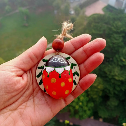 Insect-Painted Pebble Keychain