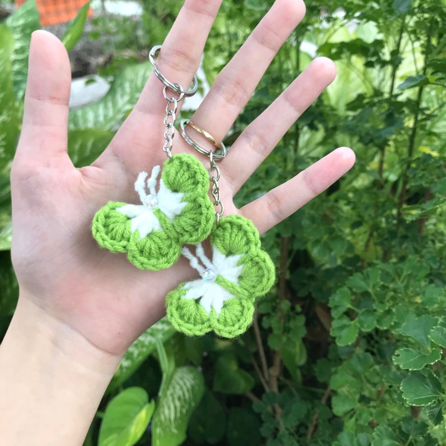 Butterfly-Shaped Keychain Made Of Crochet Wool