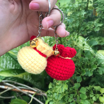 Small Coin Purse Keychain Made Of Soft Yarn - Pexav