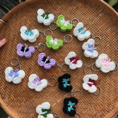 Butterfly-Shaped Keychain Made Of Crochet Wool