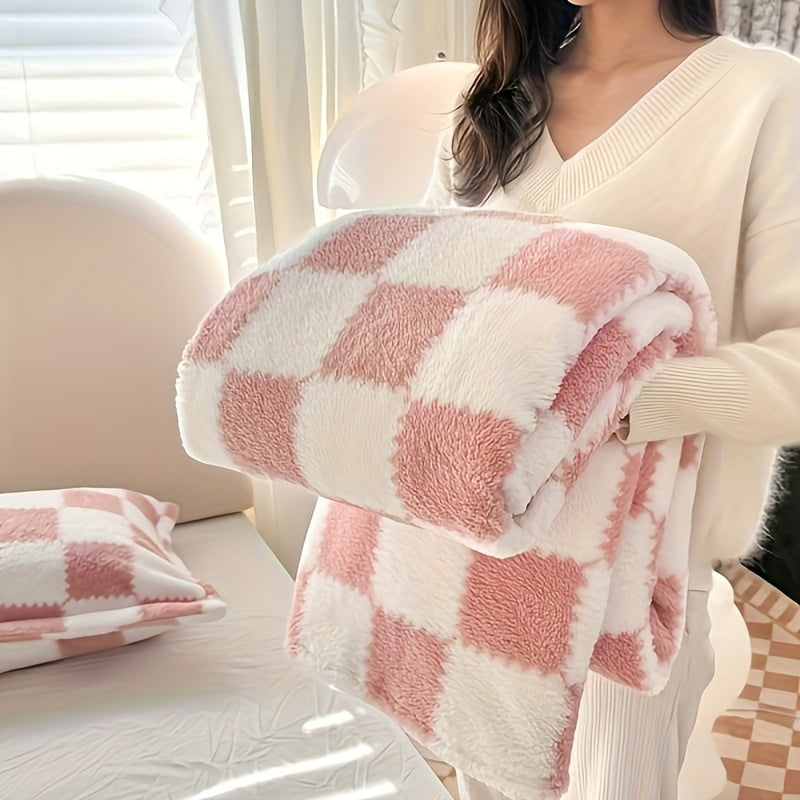 Warm Plaid Fleece Blanket - Pexav