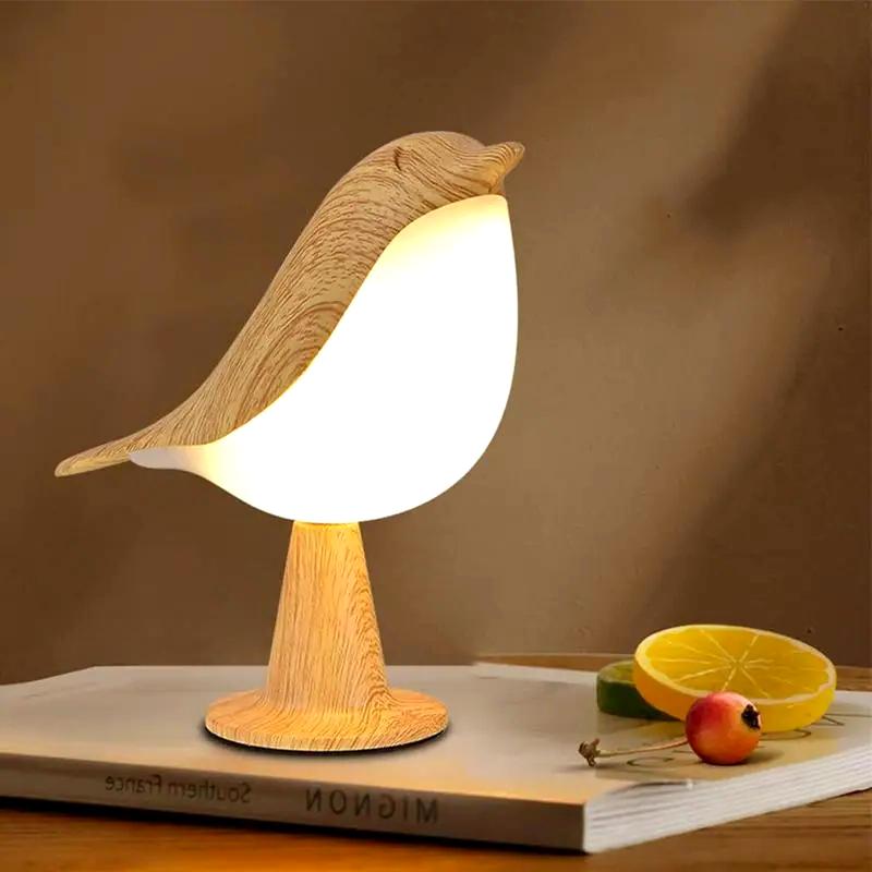 Rustic Wood Bird Desk Lamp - Pexav