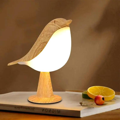 Rustic Wood Bird Desk Lamp - Pexav