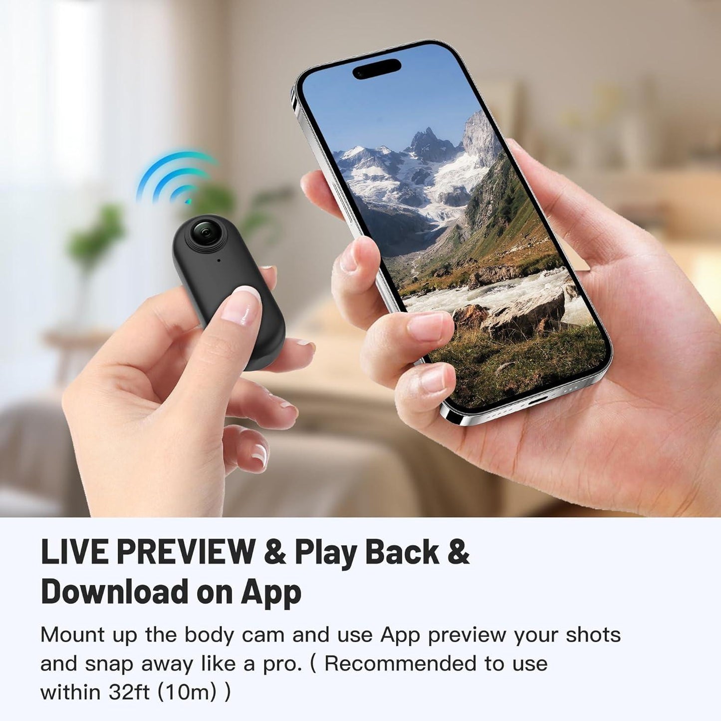 4K Thumb Action Camera, Waterproof Body Camera for Cycling & Pet Walking, 1080P HD Video Recording