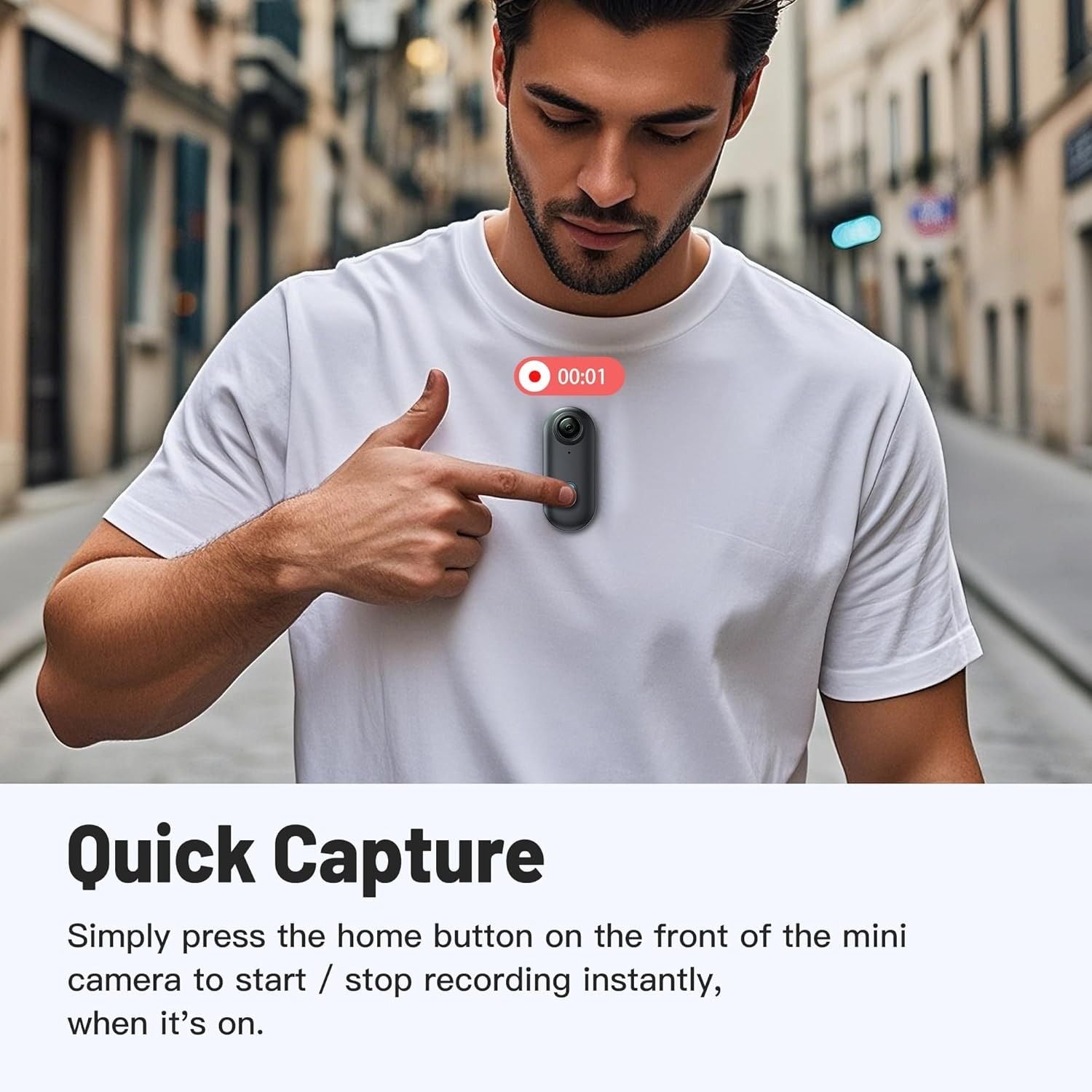 4K Thumb Action Camera, Waterproof Body Camera for Cycling & Pet Walking, 1080P HD Video Recording