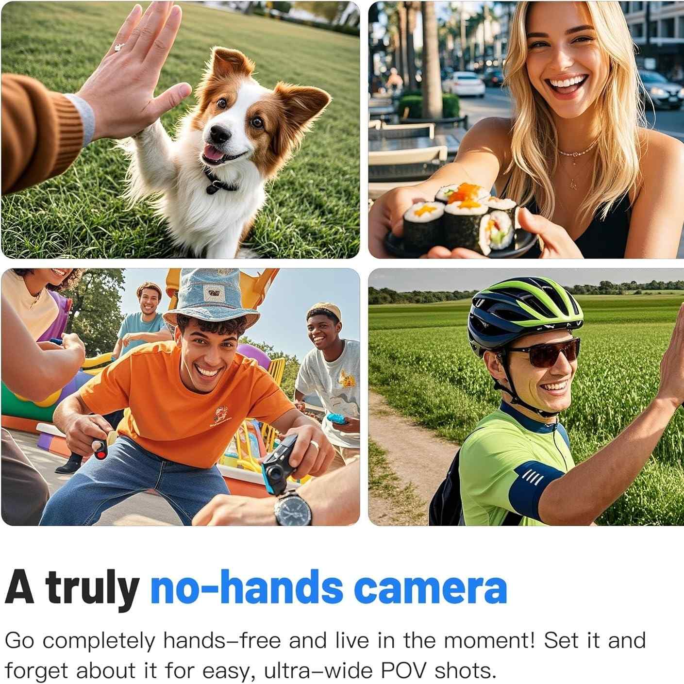 4K Thumb Action Camera, Waterproof Body Camera for Cycling & Pet Walking, 1080P HD Video Recording
