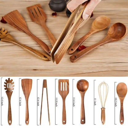Premium Teak Wood Kitchen Utensil Set 7 Piece
