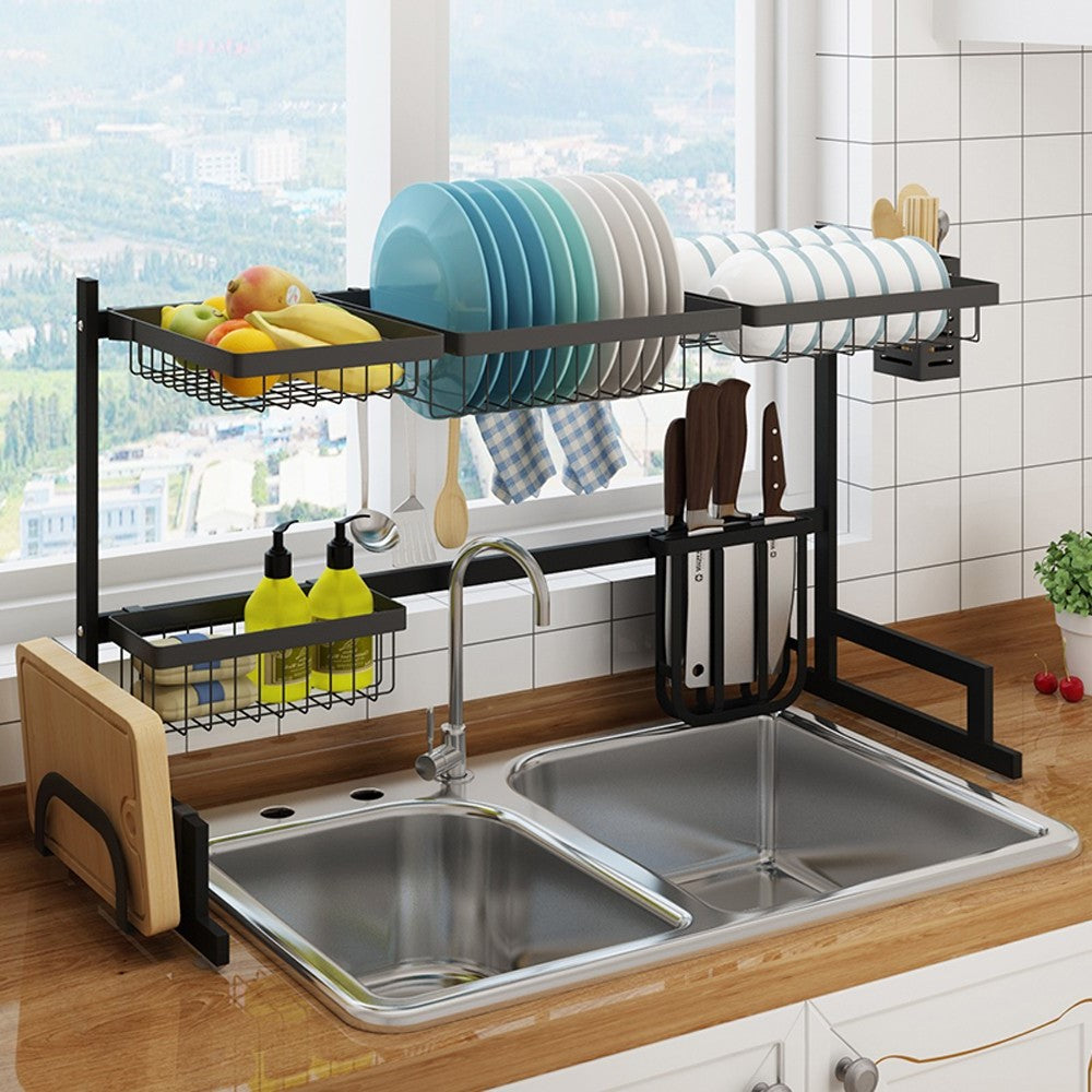 Large Kitchen Sink Dish Rack Stainless Steel Drainer