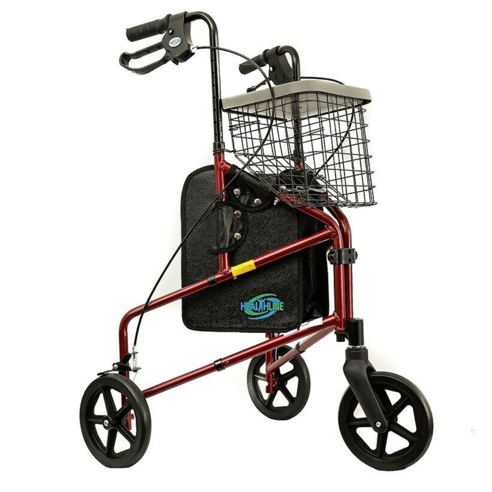Compact 3 Wheel Folding Walker with Storage Basket