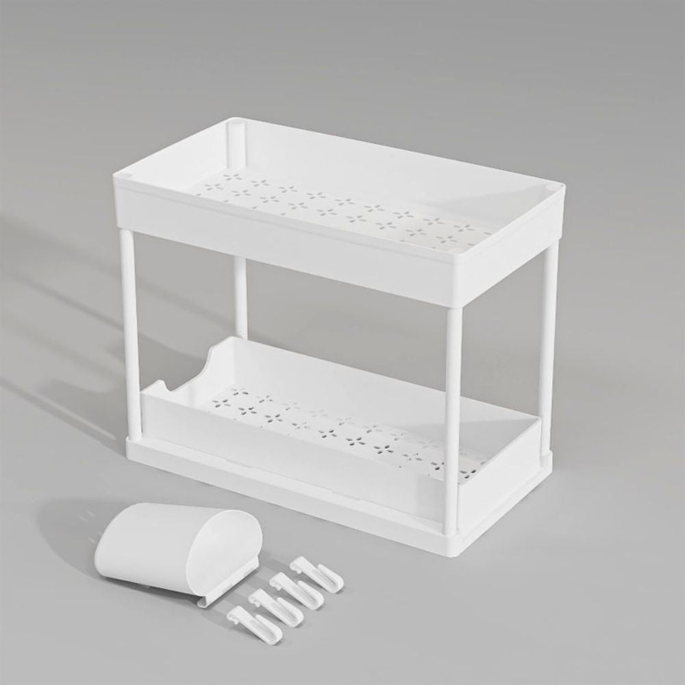 Space Saving 2 Level Slide Out Shelf Storage Rack