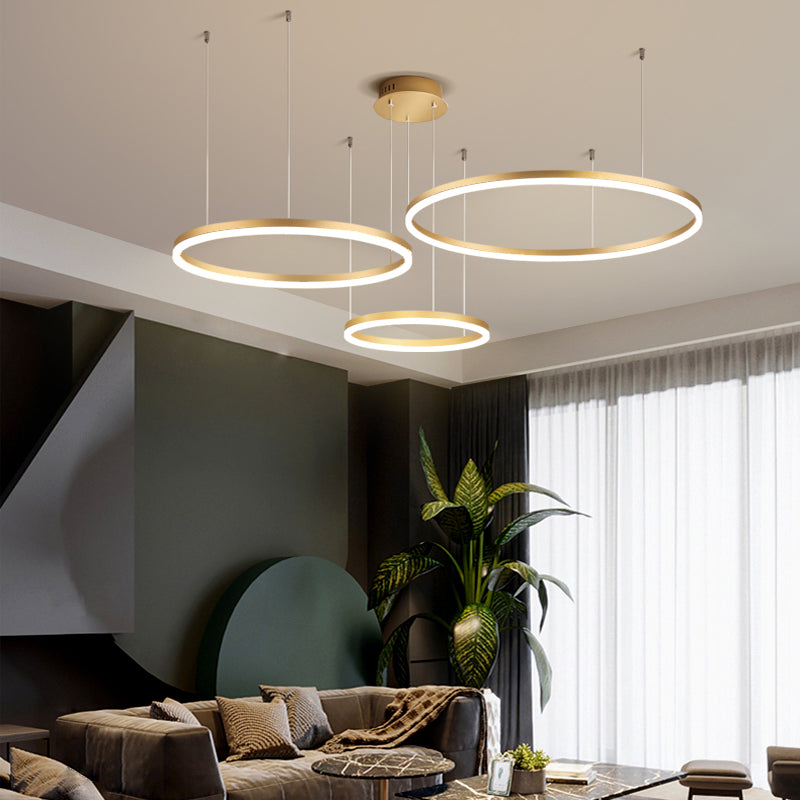 Stylish Pendant Light Circle Metal Black Gold Brown