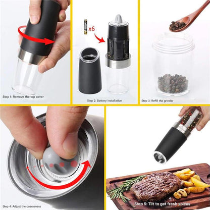 Automatic Battery Powered Pepper Grinder with LED Light