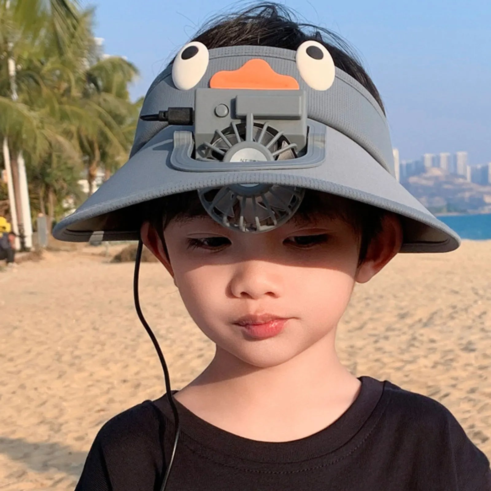 Childrens Summer Shade Cap with Built-in Fan - Pexav
