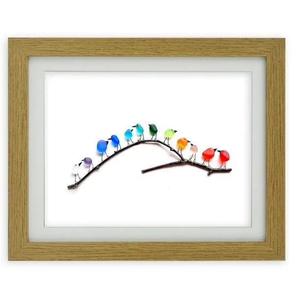 Colorful Glass Bird Figurine Wall Art