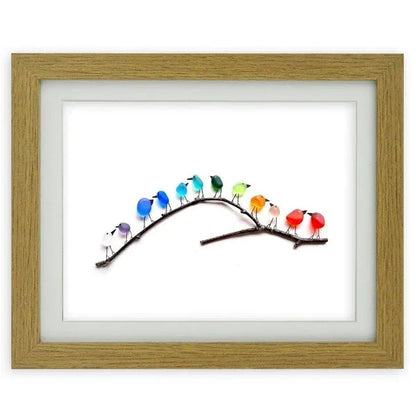 Colorful Glass Bird Figurine Wall Art